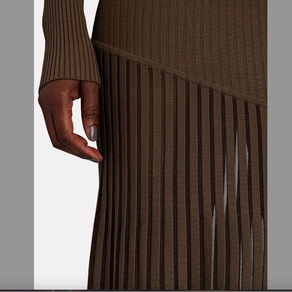 SIR the Label Sylvie Ribbed Long Sleeve Dress in Brown Size 0 - Picture 5 of 11